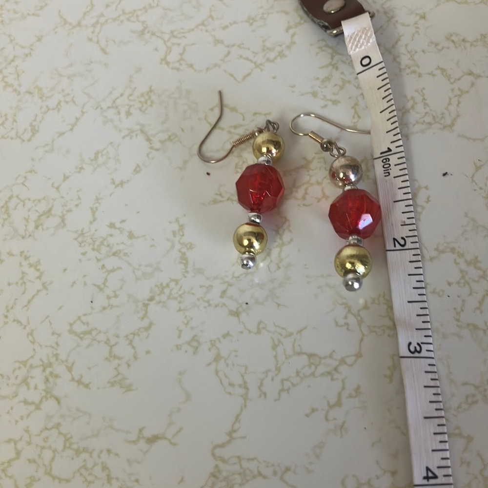 Elegant Red and Gold Earrings